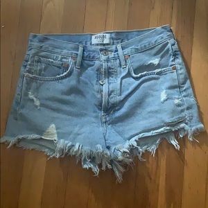 Agolde Parker distressed denim shorts